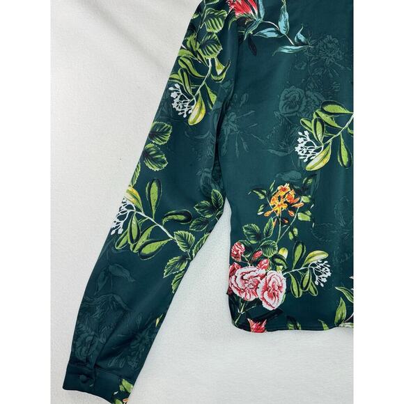 BCBGeneration Long Sleeve Pintuck Floral Blouse Womens Small1 - Picture 9 of 11